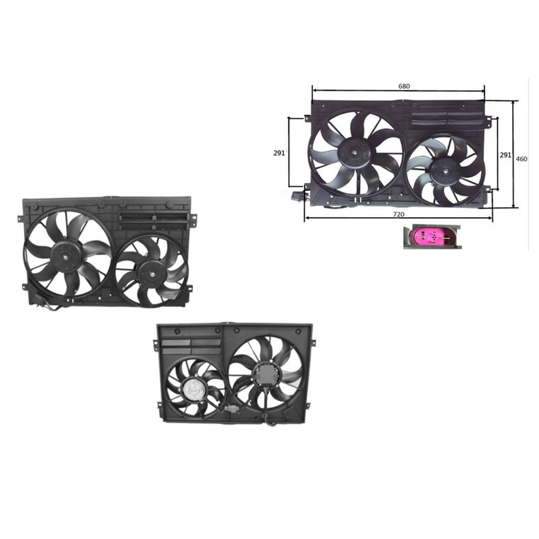 RADIATOR FAN ASSEMBLY TO SUIT VOLKSWAGEN GOLF 5TH 7/2004–2/2009