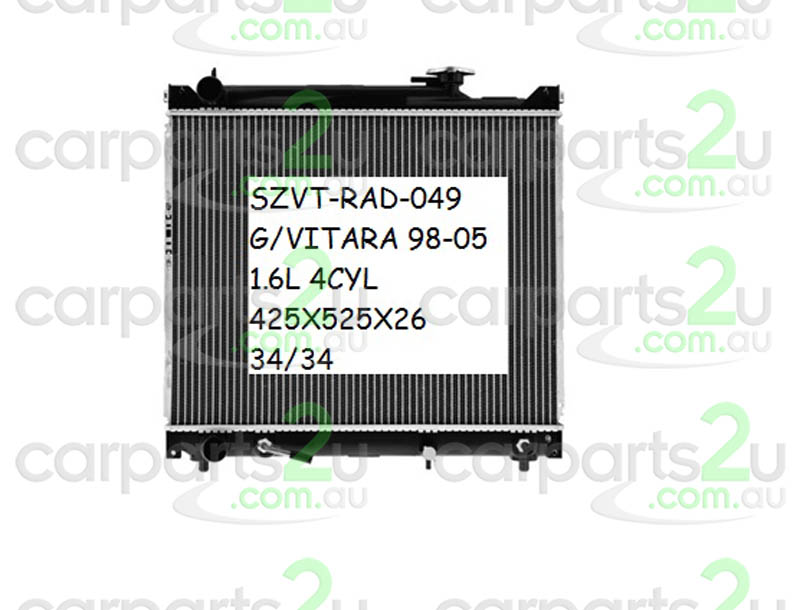 To suit SUZUKI GRAND VITARA SX4  RADIATOR - New quality car parts & auto spares online Australia wide with the convenience of shopping from your own home. Carparts 2U Penrith Sydney